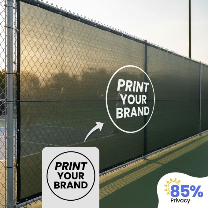 Custom Premium Printed Fence – 85% Privacy; Brand Your Event, Sport Courts & Construction Areas