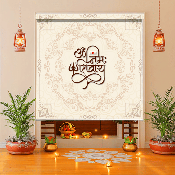 Blackout Printed Indoor Roller Blind with Balance - Ādideva Spiritual Blinds Series