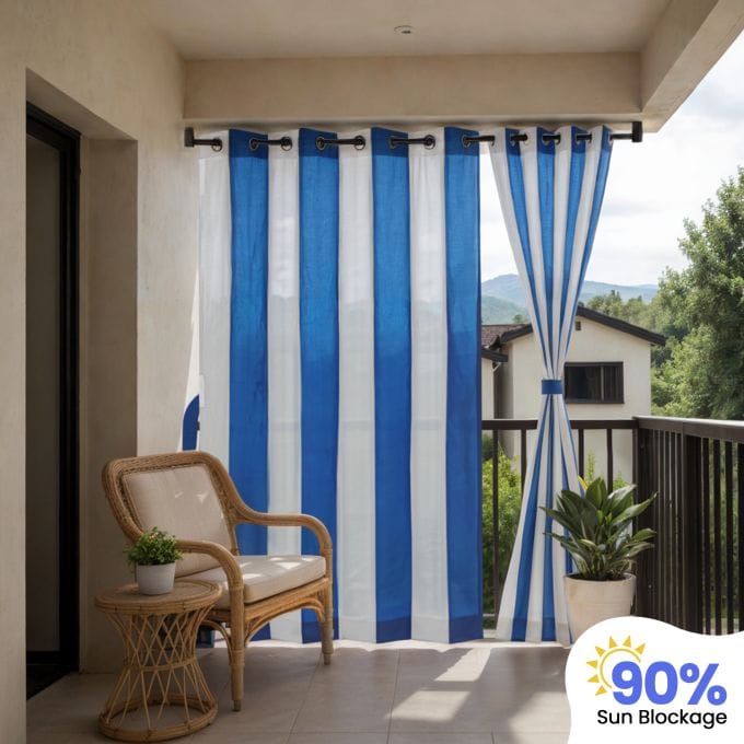 90% Sun Block Stripe Outdoor Curtain (HDPE)