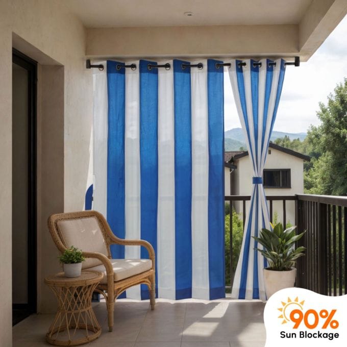Hippo 90% Sun Block Stripe Outdoor Curtain (HDPE)