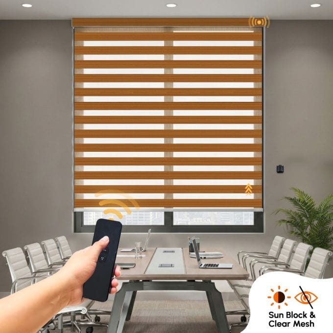 Zebra Indoor Motorised Roller Blind (Polyester Sunblock Mesh)