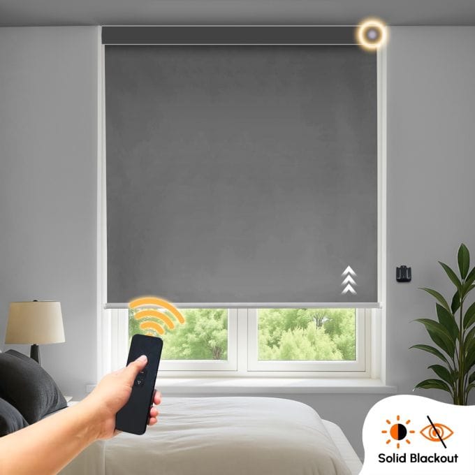 Blackout Solid Motorised Indoor Roller Blind (Polyester)