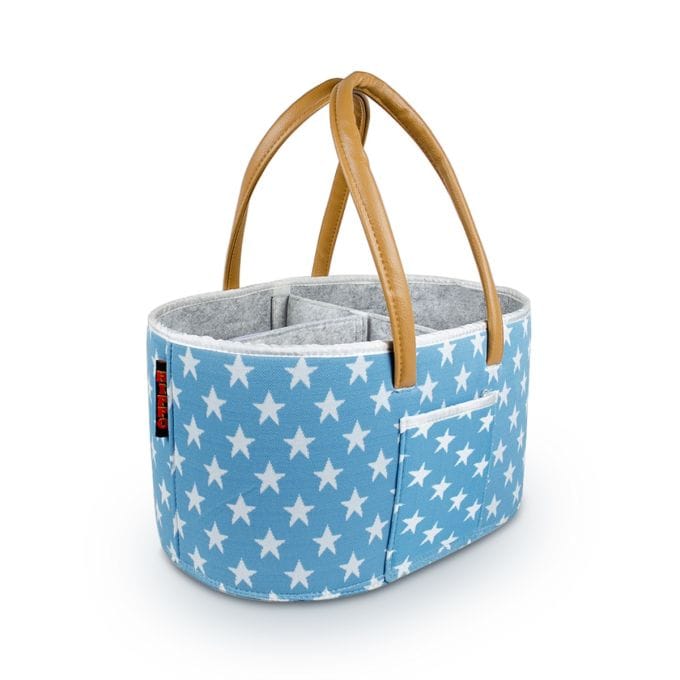 Hippo Everyday Baby Storage Cute Soft Curve Printed Leather Handle Diaper Caddy Bag