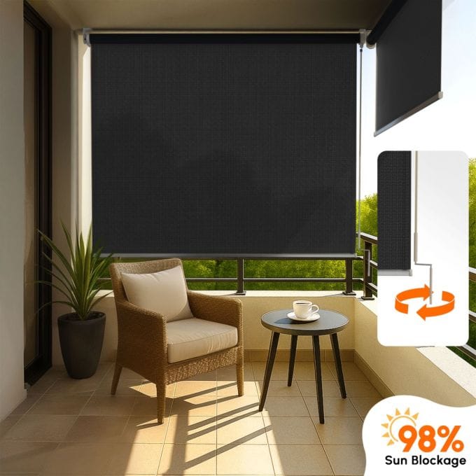 Hippo 98% Sun Block Outdoor Crank Blind (HDPE)