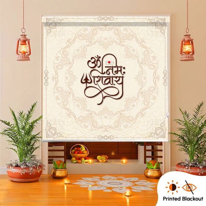 Blackout Printed Indoor Roller Blind with Balance - Ādideva Spiritual Blinds Series