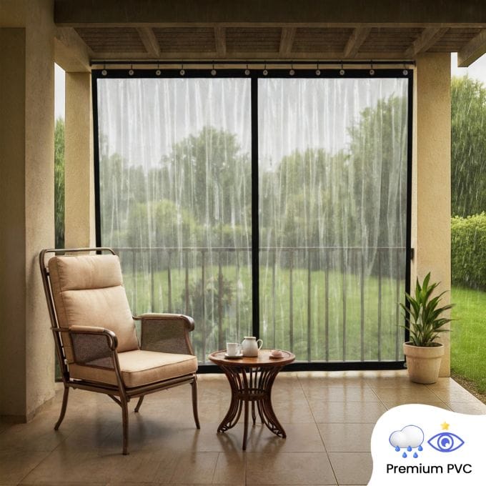 Waterproof Clear Outdoor Eyelet Curtain (Premium PVC)