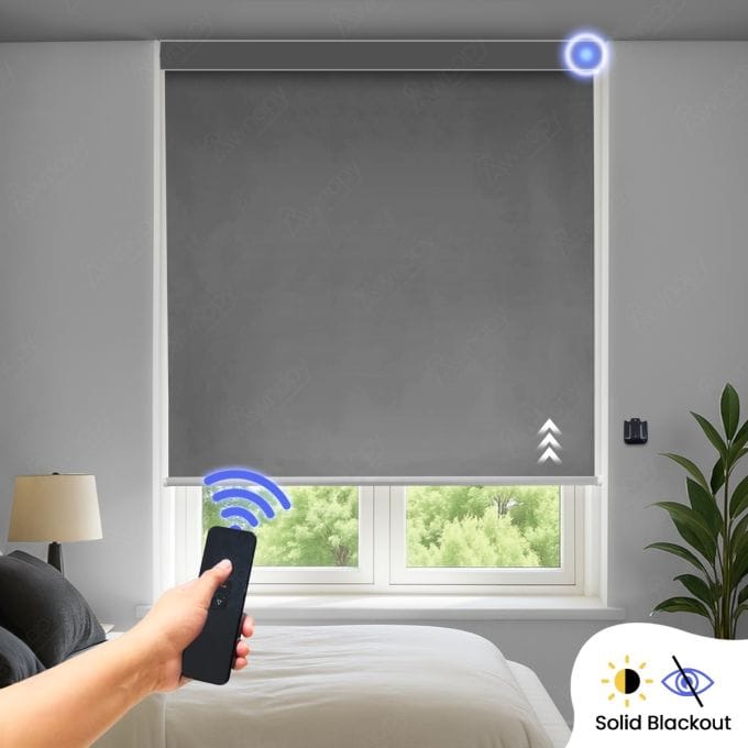 Blackout Solid Motorised Indoor Roller Blind (Polyester)