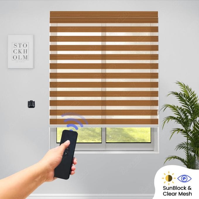 Zebra Indoor Motorised Roller Blind (Polyester Sunblock Mesh)