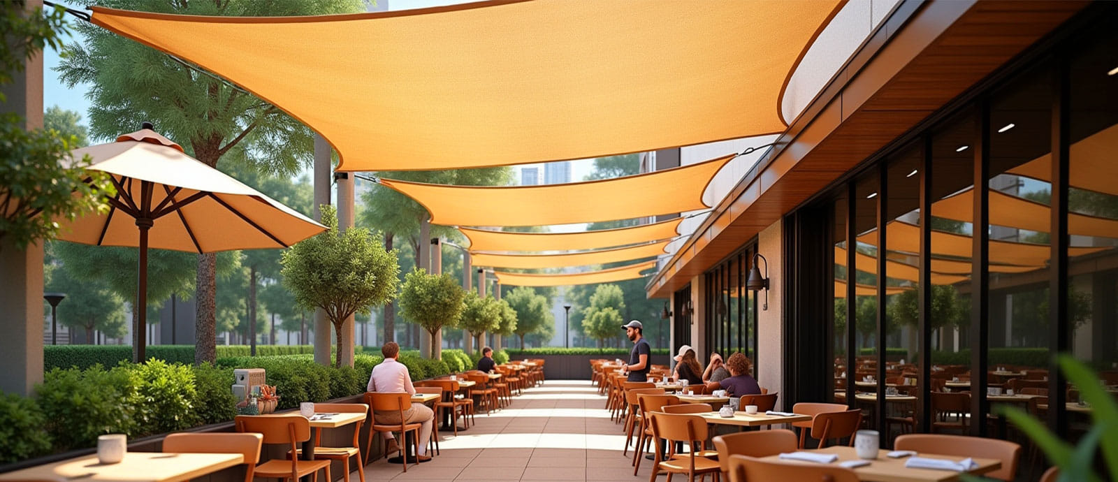 Shade Sails for Businesses in India: How Cafés, Schools & Stores Are Boosting Customer Comfort with Awnopy